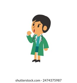 set of nurses in pink clothes vector