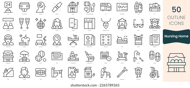 Set of nursing home icons. Thin linear style icons Pack. Vector Illustration