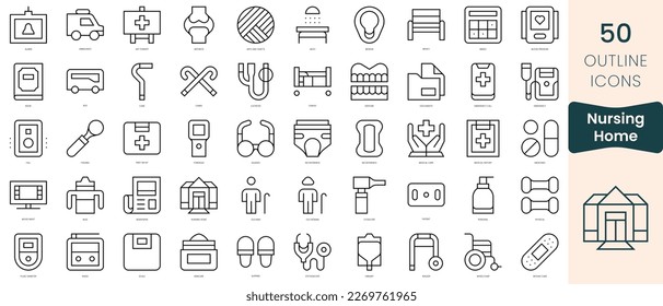 Set of nursing home icons. Thin linear style icons Pack. Vector Illustration