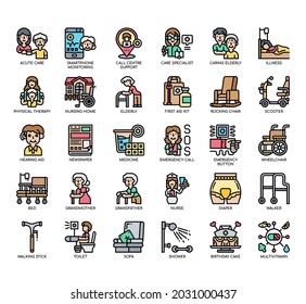 Set of Nursing Home thin line and pixel perfect icons for any web and app project. 