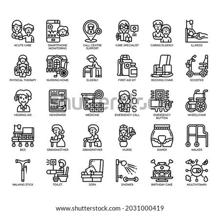 Set of Nursing Home thin line and pixel perfect icons for any web and app project. 