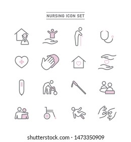 set of nursing line icon.
