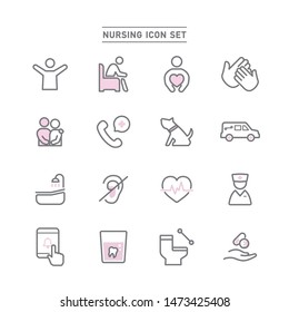 set of nursing line icon.