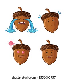 set of nut cute chibi cartoon mascot vector art illustration