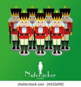 a set of nutcracker soldiers on a green background