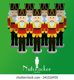 a set of nutcracker soldiers on a green background