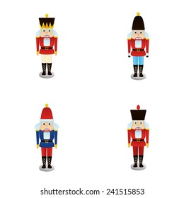 a set of nutcracker soldiers on a white background