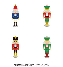 a set of nutcracker soldiers on a white background