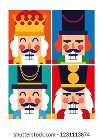 set of nutcracker toy isolated icon