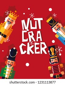 set of nutcracker toy isolated icon