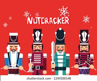 set of nutcracker toy isolated icon