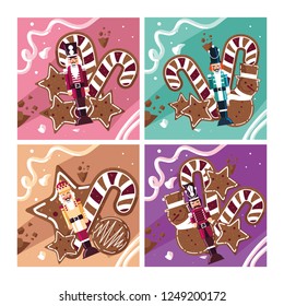 set of nutcracker toy isolated icon