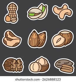 set of nuts good for sticker, badge, element design, icon, printable, etc