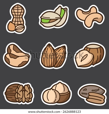 set of nuts good for sticker, badge, element design, icon, printable, etc