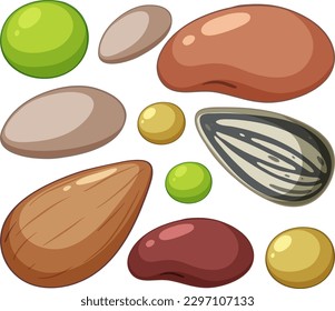 Set of nuts and peas illustration