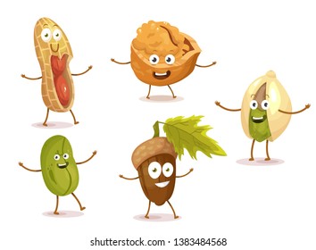 set of nuts vector characters vector