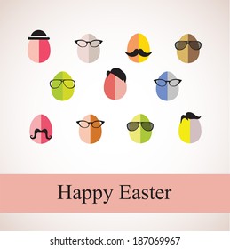 Set o Easter vintage eggs. Vector illustration. 