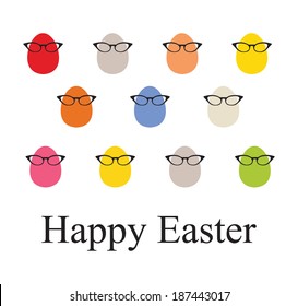 Set o Easter vintage eggs on white. Vector illustration.
