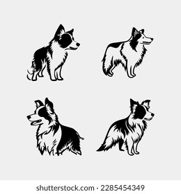 set o fBorder collie dog silhouettes