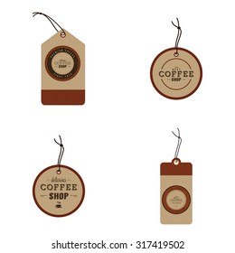 Set o flabels with text for coffee shops