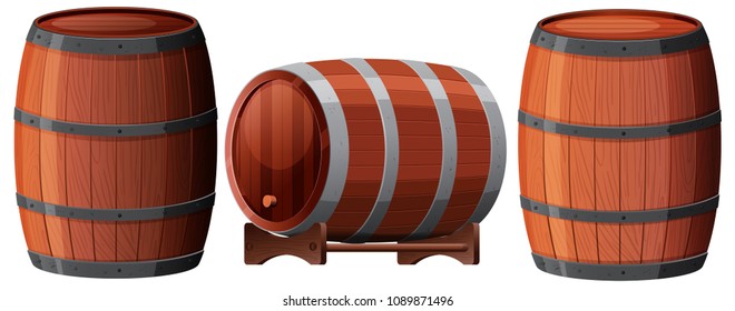 Un conjunto de ilustraciones de barril de roble