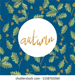 Set oak branches with leaves and acorns,Vector