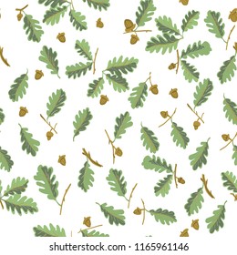 Set oak branches with leaves and acorns,Vector