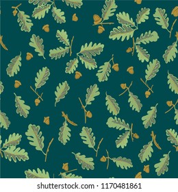 Set oak branches with leaves and acorns,Vector