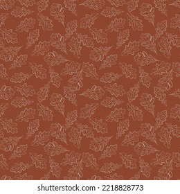 Set of oak leaves seamless patterns. Vector graphics