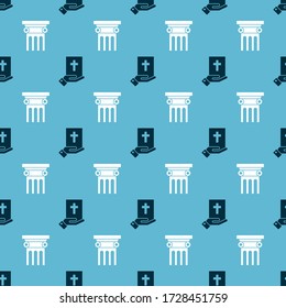 Set Oath on the Holy Bible and Law pillar on seamless pattern. Vector