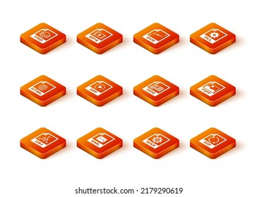 Set OBJ file document, EML, HTML, GIF, MAX and DOC icon. Vector