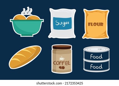 Set of object element for bakery to make breads, cakes and bakeries, cartoon style drawing for graphic desinger use, vector illustration