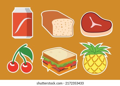 Set of object element Ingredients for cooking, cartoon style drawing for graphic desinger use, vector illustration
