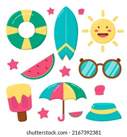 Objektelement für Reisen im Sommerurlaub am Strand im Cartoon-Stil, Vektorgrafik