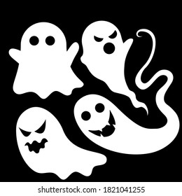 Set object of Flying Spooky Ghost vector illustration. Good template for Halloween or Horror design.