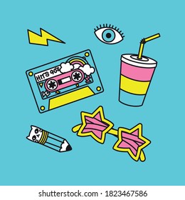 establecer objeto para ilustración vectorial de niñas 