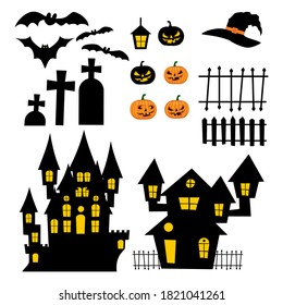 Set Object of Halloween vector illustration. Perfect template for Halloween design.