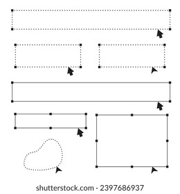 Satz von Objektselektionssymbolen, Vektordesign-Selektion, Rechteckpunkt-Vektorsymbol, Technologiesymbole