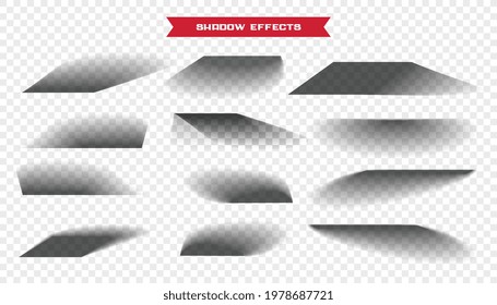 set of object shadows on transparent background