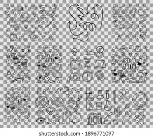 Set of object and symbol hand drawn doodle on transparent background illustration