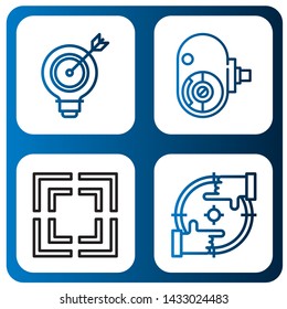 Set of objective icons such as Target, Amateur camera, Focus , objective