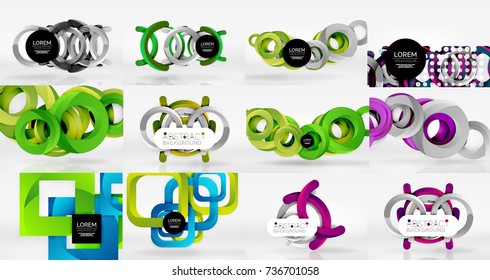 Set of objects backgrounds digital geometric, hi-tech futuristic templates