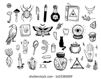 Vector Witch Magic Set Mystery Symbols Stock Vector (Royalty Free ...