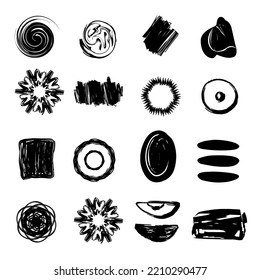 set of objects blot elements graphic doodle black and white. Vector