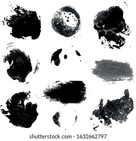 set of objects. blots and strokes. black mascara