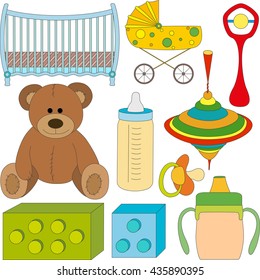 set of objects for the child on a white background
