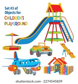 Set of objects for children's playground. Vector illustration isolated on white background 