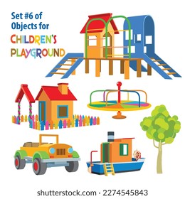 Set of objects for children's playground. Vector illustration isolated on white background 