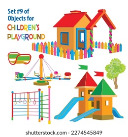 Set of objects for children's playground. Vector illustration isolated on white background 