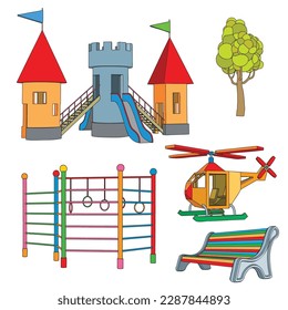 Set of objects for children's playground. Vector illustration